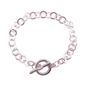 Artbeads Silver-Plated Smooth Flat Cable Link Chain Finished 7" Bracelet NWOT